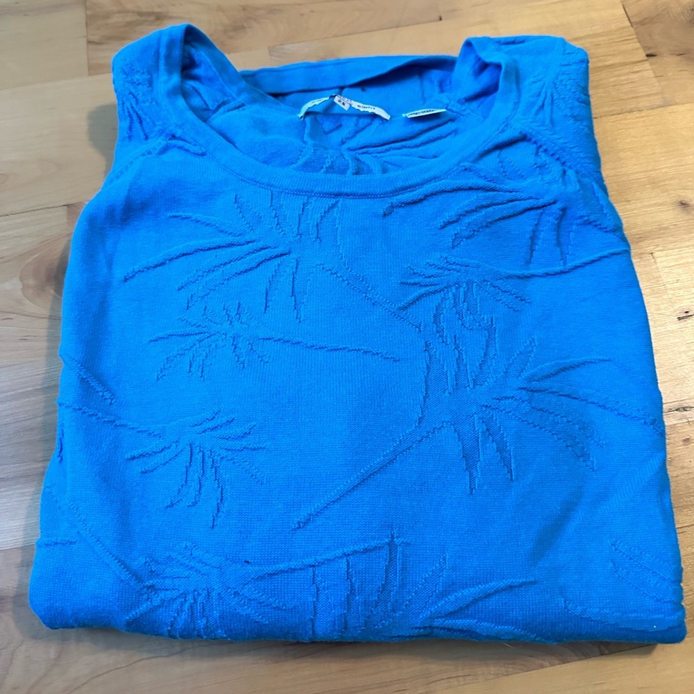 Turquoise Sweater with Palms